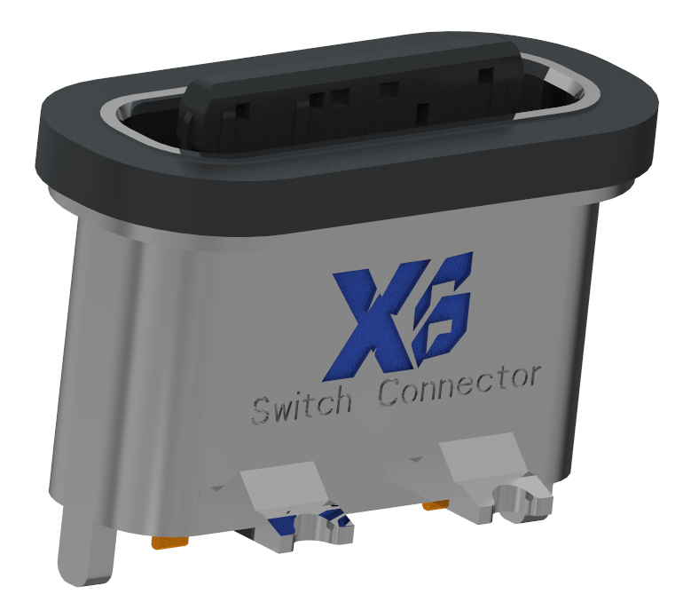 XB-TYPE C 3P-15 XX立插防水母座L=7.15mm(带钢片)(锌合金外壳)